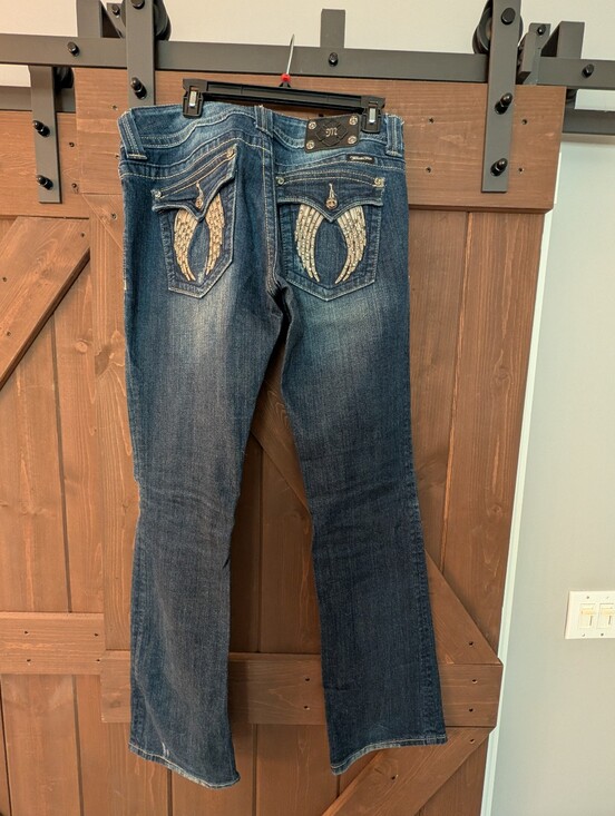 Miss Me Denim - Miss Me Blue Bootcut Jeans with Embellished Wing Pockets
